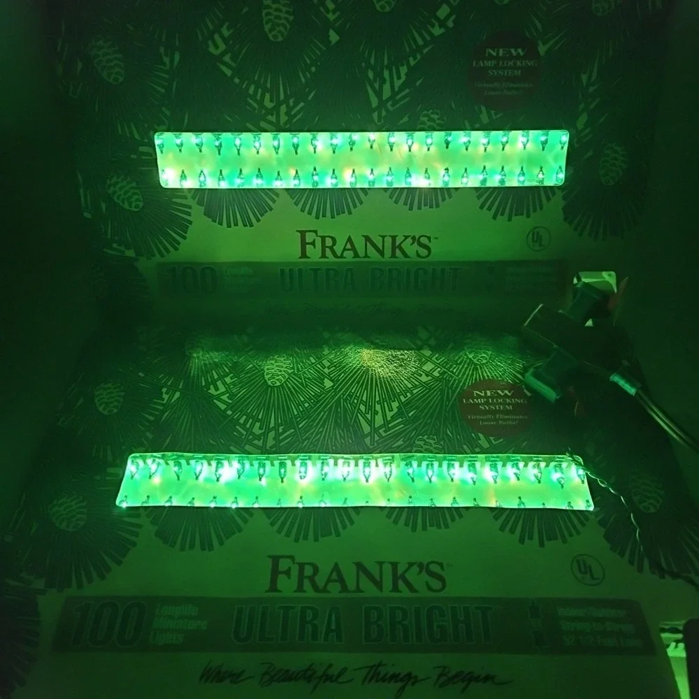 2 Vtg‎ Frank's 100 Ultra Bright Longlife Miniature Christmas Lights GREEN 52.5ft